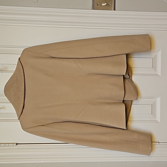 Ann Taylor Asymmetrical Zip Wool Blend Moto Jacket, sz 6, tan - Picture 3 of 6